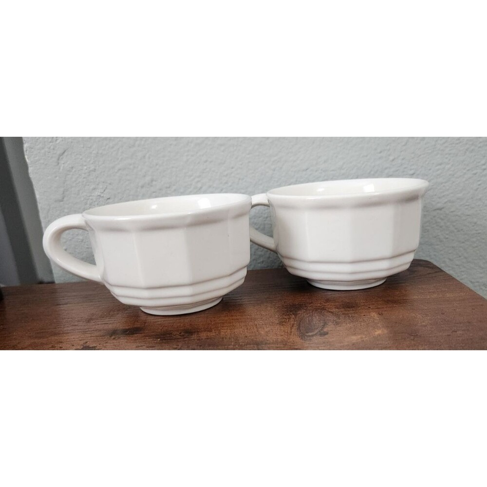 Set of 2 Pfaltzgraff USA Heritage White Coffee Mug Tea Cup Stoneware